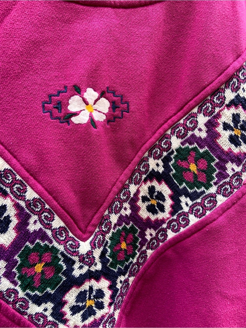 Vintage Purple Embroidered Flower Sweatshirt - Size L - Picture 2 of 5